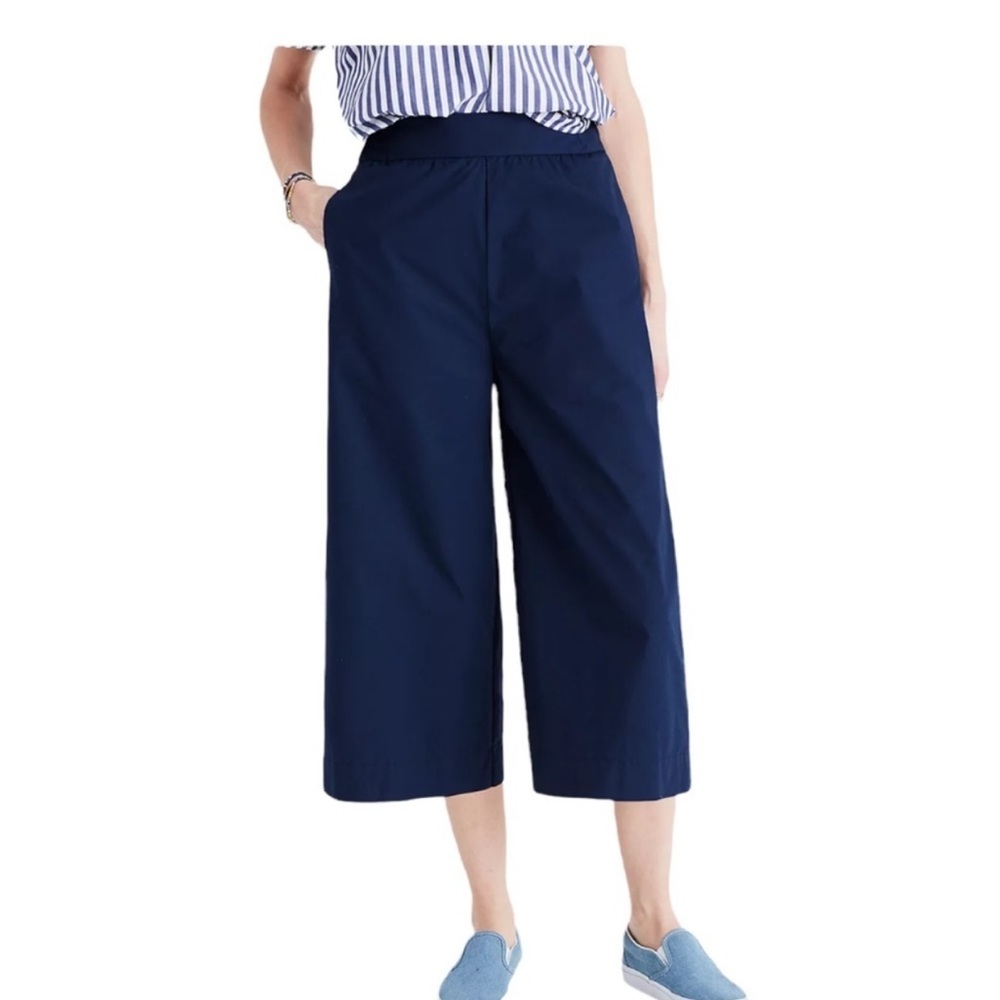 Madewell Navy Wide Leg Cropped Culottes Pants size M